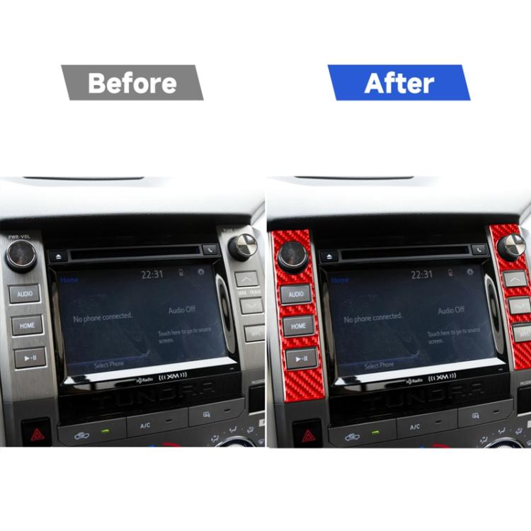2 PCS / Set Carbon Fiber Car Central Control Volume Switch Decorative Sticker for Toyota Tundra 2014-2018,Left and Right Drive Universal, Central Control Volume Switch
