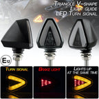 2 PCS KC018A Motorcycle Triangular V-shaped Two-color LED Brake Turn Signal Light, KC018A