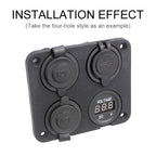 5 PCS 2-Hole Car Modified USB Charging Voltmeter Cigarette Lighter Panel, 2-Hole