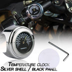 2 PCS Motorcycle 22-25mm Handlebar Thermometer, Thermometer (Black), Thermometer (White)
