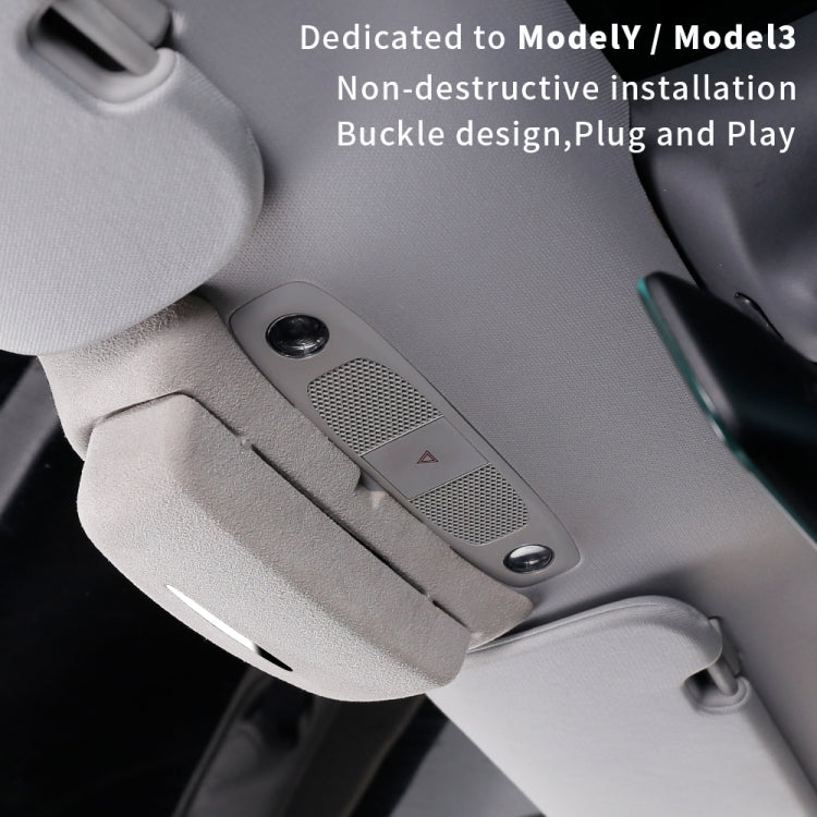 Car Suede Wrap Version Sunglasses Storage Box for Tesla Model Y 2019-2023, Suede Wrap Version for Tesla Model Y