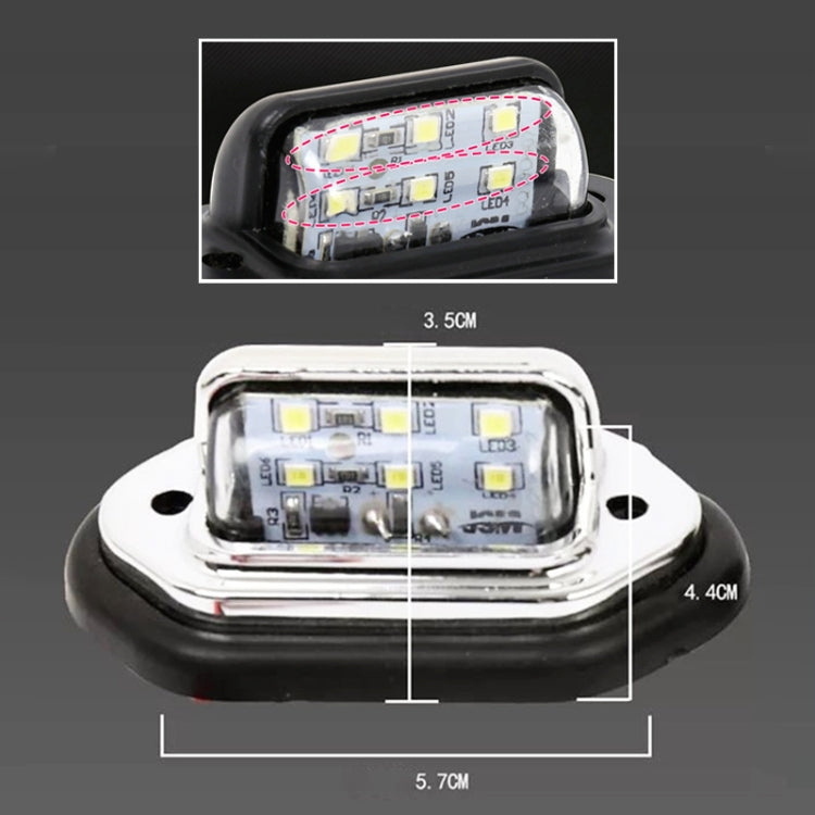 2 PCS MK-257 Car Van Bus Trailer LED Taillight Side Light 12-30V 6LEDs License Plate Light, MK-257 (Black), MK-257 (Silver)