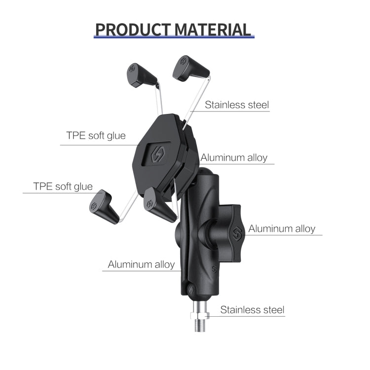 ZH-1558D1 Motorcycle M10 Ball Joint X-shape Aluminum Alloy Phone Holder, ZH-1558D1