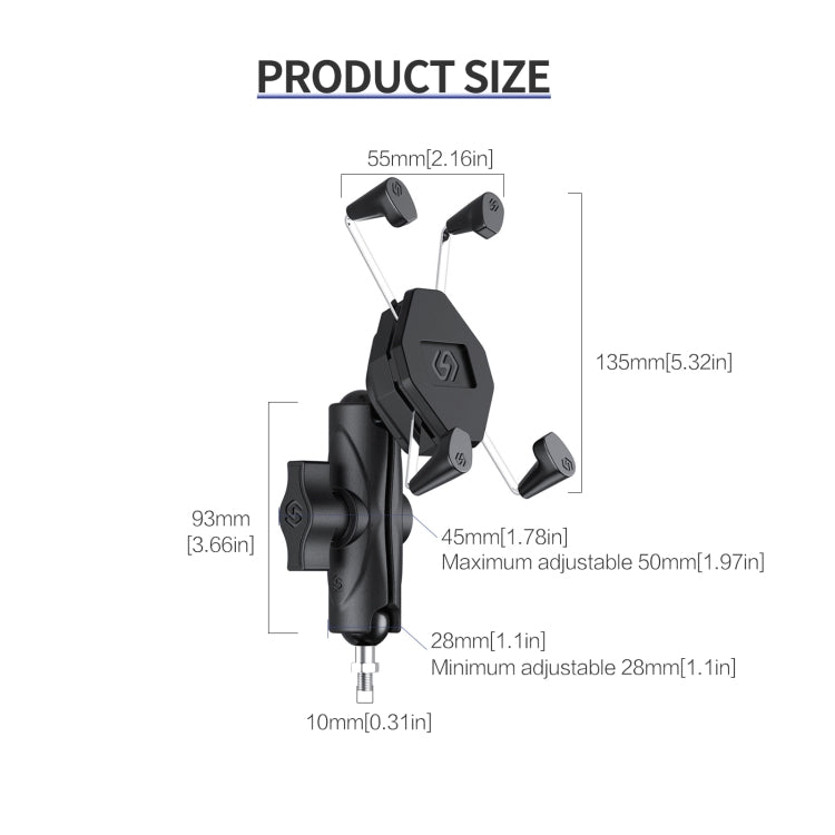 ZH-1558D1 Motorcycle M10 Ball Joint X-shape Aluminum Alloy Phone Holder, ZH-1558D1