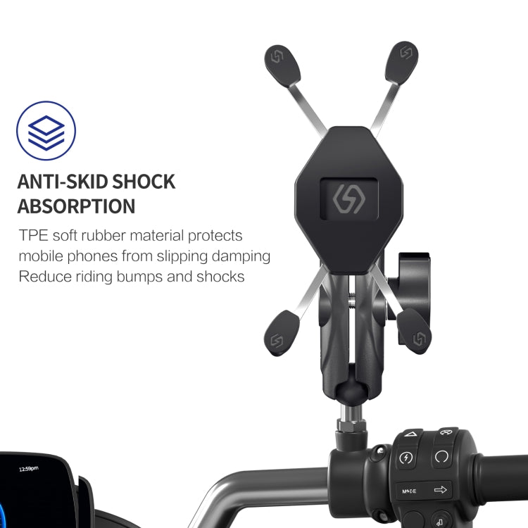 ZH-1558D1 Motorcycle M10 Ball Joint X-shape Aluminum Alloy Phone Holder, ZH-1558D1