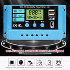 30A Solar Charge Controller 12V / 24V Lithium Lead-Acid Battery Charge Discharge PV Controller, 30A