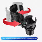 Car Multifunctional Retractable Rotating Water Cup Holder with Compass, SB-3088 Black