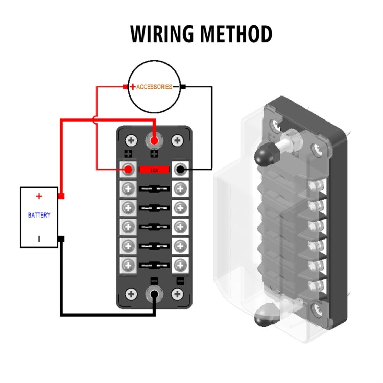 CS-978A1 FB1901 1 In 6 Out Independent Positive Negative Fuse Box without Fuse Piece for Auto Car Truck Boat, CS-978A1
