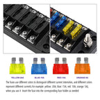 ZH-978A1 FB1901 1 In 6 Out 6 Ways Independent Positive Negative Fuse Box with 12 Fuses for Auto Car Truck Boat, ZH-978A1