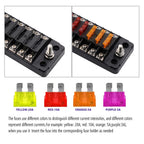 FB1904 1 In 1 Out 12 Ways Positive Negative Fuse Box with 24 Fuses for Auto Car Truck Boat, ZH-979A2