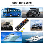 FB1904 1 In 1 Out 12 Ways Positive Negative Fuse Box with 24 Fuses for Auto Car Truck Boat, ZH-979A2