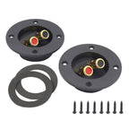 2 in 1 / Set Car Double Binding Round Gold Plate Push Spring Loaded Jacks Speaker Box, 2 in 1 / Set
