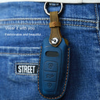 For Audi Series Car Cowhide Leather Key Protective Cover Key Case, C Version 2018 and Above, For Audi, C Version