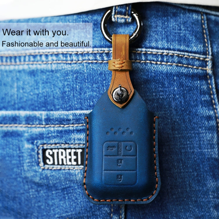 For Honda Car Cowhide Leather Key Protective Cover Key Case, Three Keys Start Version, For Honda, Three Keys Start Version, For Honda, Three Keys Version