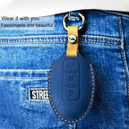 For Nissan Car Cowhide Leather Key Protective Cover Key Case, Three Keys Horn Version, For Nissan, Three Keys Horn Version, For Nissan