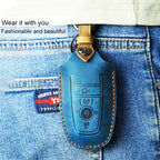 For Ford Car Cowhide Leather Key Protective Cover Key Case, Four Keys Version, For Ford, Four Keys Version