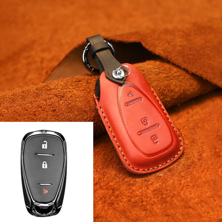 For Chevrolet Car Cowhide Leather Key Protective Cover Key Case, Three Keys Version, For Chevrolet, Three Keys Version