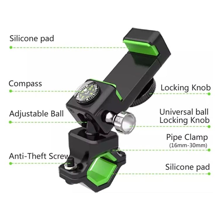 Bicycle / Motorcycle Anti-theft Anti-take Off Mobile Phone Holder without Light, without Light (Green), without Light (Black)