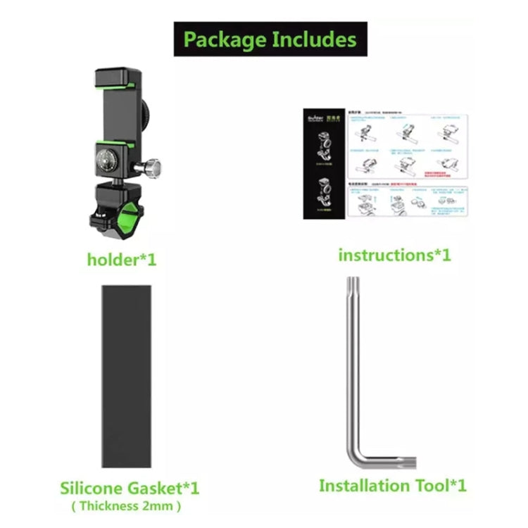 Bicycle / Motorcycle Anti-theft Anti-take Off Mobile Phone Holder without Light, without Light (Green), without Light (Black)