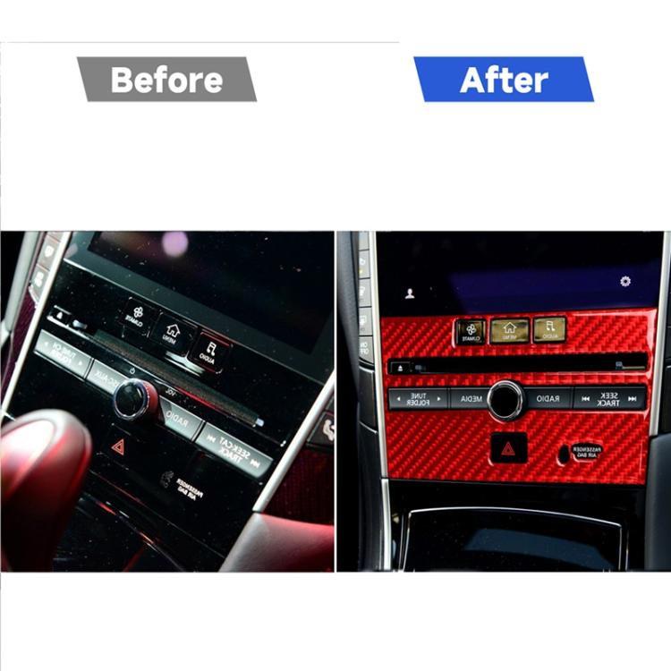 Car Carbon Fiber B Style CD Console Panel Decorative Sticker for Infiniti Q50 2014-2020, Right Drive, B Style CD Console Panel, Right Drive