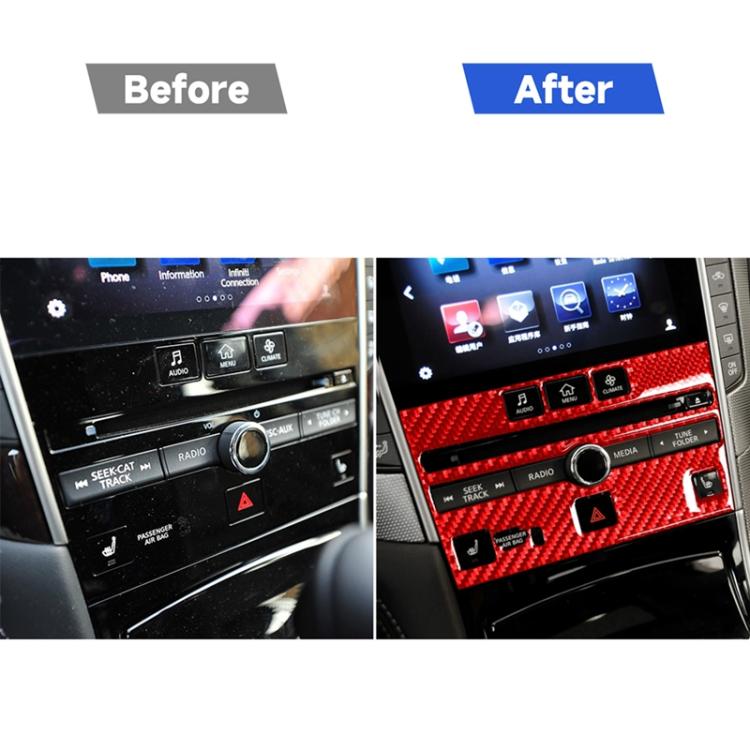 Car Carbon Fiber A Style CD Console Panel Decorative Sticker for Infiniti Q50 2014-2020, Left Drive, A Style CD Console Panel, Left Drive
