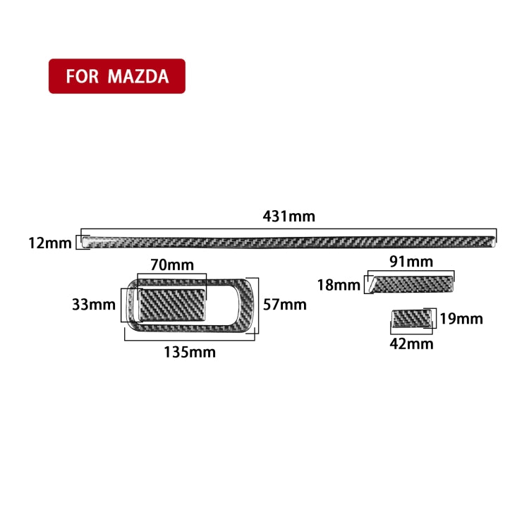Car Carbon Fiber Storage Frame Decorative Sticker for Mazda 3 Axela 2020, Left and Right Drive , Storage Frame