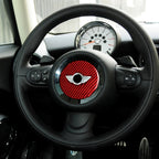 Car Carbon Fiber Steering Wheel Logo Decorative Sticker for BMW Mini Cooper Countryman F60 F55 F56, Left and Right Drive Universal, Steering Wheel Logo F