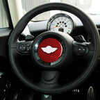 Car Carbon Fiber Steering Wheel Logo Decorative Sticker for BMW Mini R55 R56 Countryman R60 Paceman R61 2007-2013, Left and Right Drive Universal, Steering Wheel Logo R
