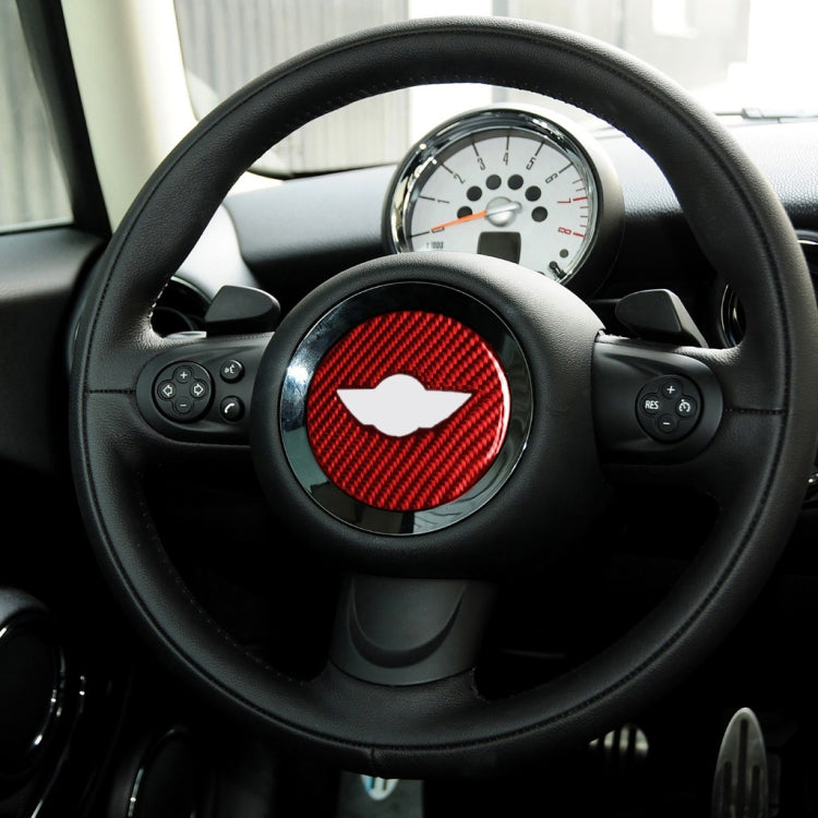 Car Carbon Fiber Steering Wheel Logo Decorative Sticker for BMW Mini R55 R56 Countryman R60 Paceman R61 2007-2013, Left and Right Drive Universal, Steering Wheel Logo R