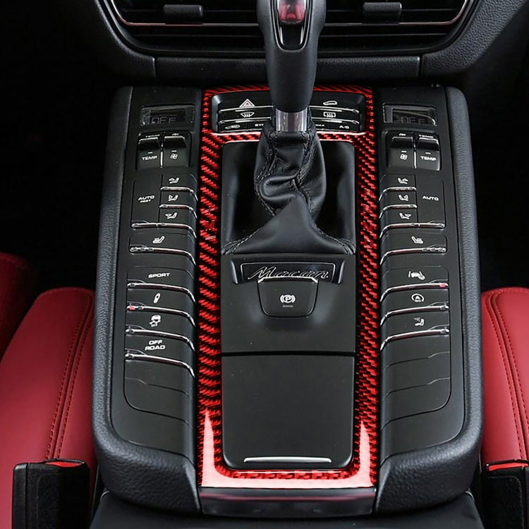 Car Carbon Fiber Gear Panel Decorative Sticker for Porsche Macan 2014-2021, Left and Right Drive Universal, Gear Panel