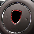 Car Carbon Fiber Steering Wheel Logo Decorative Sticker for Porsche Macan 2014-2021, Left and Right Drive Universal, Steering Wheel Logo