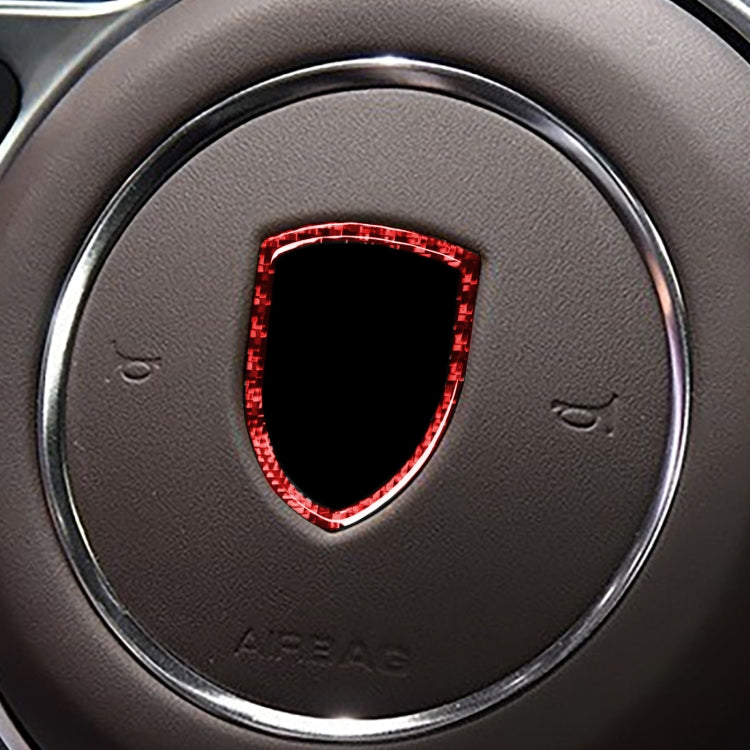 Car Carbon Fiber Steering Wheel Logo Decorative Sticker for Porsche Macan 2014-2021, Left and Right Drive Universal, Steering Wheel Logo