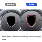 Car Carbon Fiber Steering Wheel Logo Decorative Sticker for Porsche Macan 2014-2021, Left and Right Drive Universal, Steering Wheel Logo
