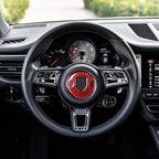 Car Carbon Fiber Steering Wheel Decorative Sticker for Porsche Macan 2014-2021, Left and Right Drive Universal, Steering Wheel