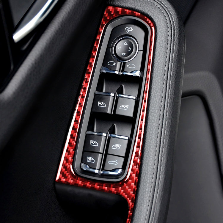 Car Carbon Fiber Window Buttons Panel Decorative Sticker for Porsche Macan 2014-2021, Left and Right Drive Universal, Window Buttons Panel