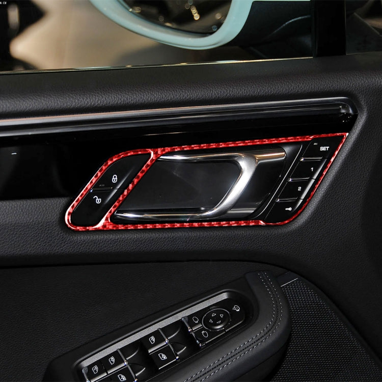 Car Carbon Fiber Door Handle Frame Panel Decorative Sticker for Porsche Macan 2014-2021, Left and Right Drive Universal, Door Handle Frame Panel