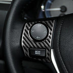 Car Carbon Fiber Steering Wheel Button Frame Decorative Sticker for Toyota Corolla / Levin 2014-2018, Left and Right Drive Universal, Steering Wheel Button Frame