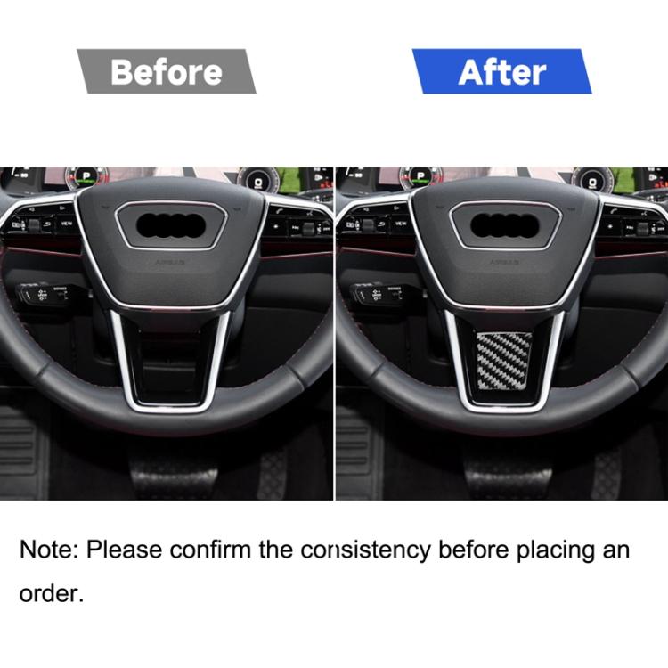 Car Carbon Fiber Steering Wheel Lower Decorative Sticker for Audi A6L / A7 2019-, Left and Right Drive Universal, Steering Wheel Lower