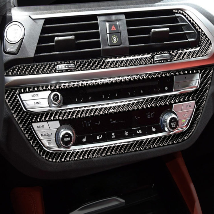 Car Carbon Fiber Air Conditioner CD Control Panel M Performance Decorative Sticker for BMW G01 X3 2018-2020 / G02 X4 2019-2020, Left and Right Drive Universal, Air Conditioner CD Control Panel A
