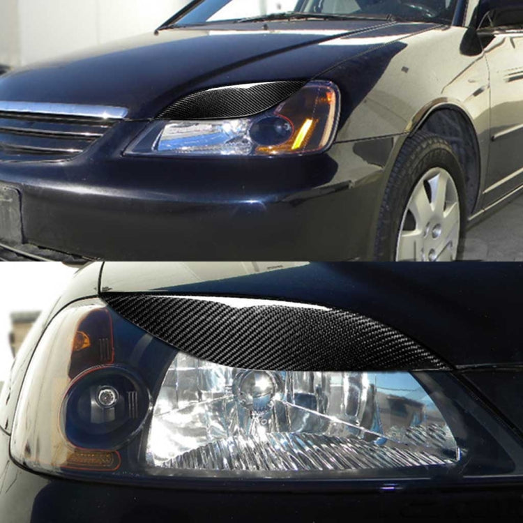 2 PCS / Set Carbon Fiber Car Lamp Eyebrow Decorative Sticker for Honda Civic 2001-2003, Drop Glue Version, For Honda Civic 2001-2003