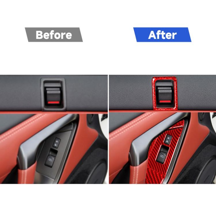 6 PCS / Set Carbon Fiber Car Window Lift Button Door Lock Decorative Sticker for Nissan GTR R35 2008-2016, Right Driving, Window Lift Button Door Lock, Right Driving