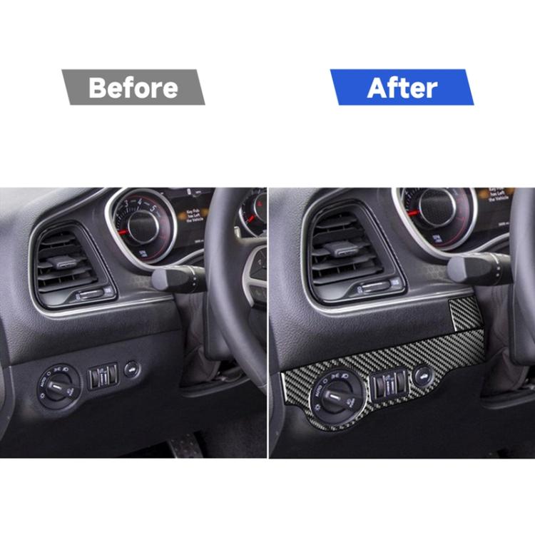 Carbon Fiber Car Headlight Panel Decorative Sticker for Dodge Challenger 2015 to Now, Left Driving, Headlight Panel
