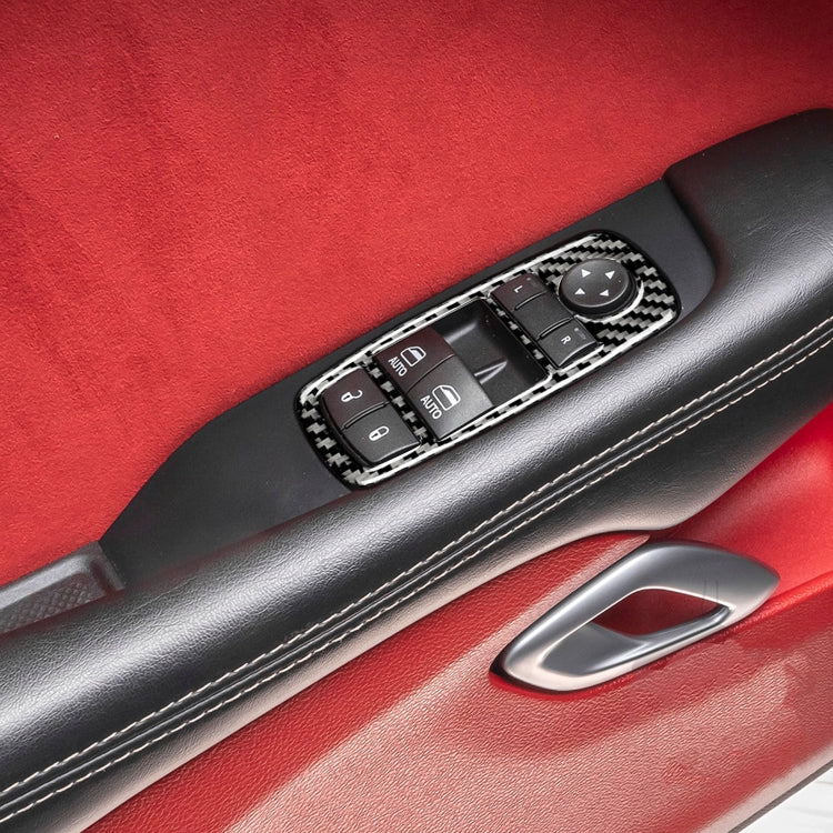 Carbon Fiber Car Window Lift Button Decorative Sticker for Dodge Challenger 2015 to Now, Left Driving, Window Lift Button