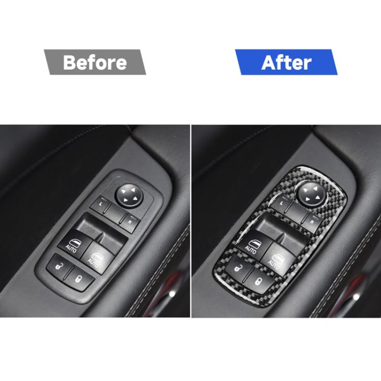 Carbon Fiber Car Window Lift Button Decorative Sticker for Dodge Challenger 2015 to Now, Left Driving, Window Lift Button