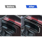 Carbon Fiber Car Gear Storage Box Frame Decorative Sticker for Dodge Challenger 2015 to Now, Left Driving, Gear Storage Box Frame