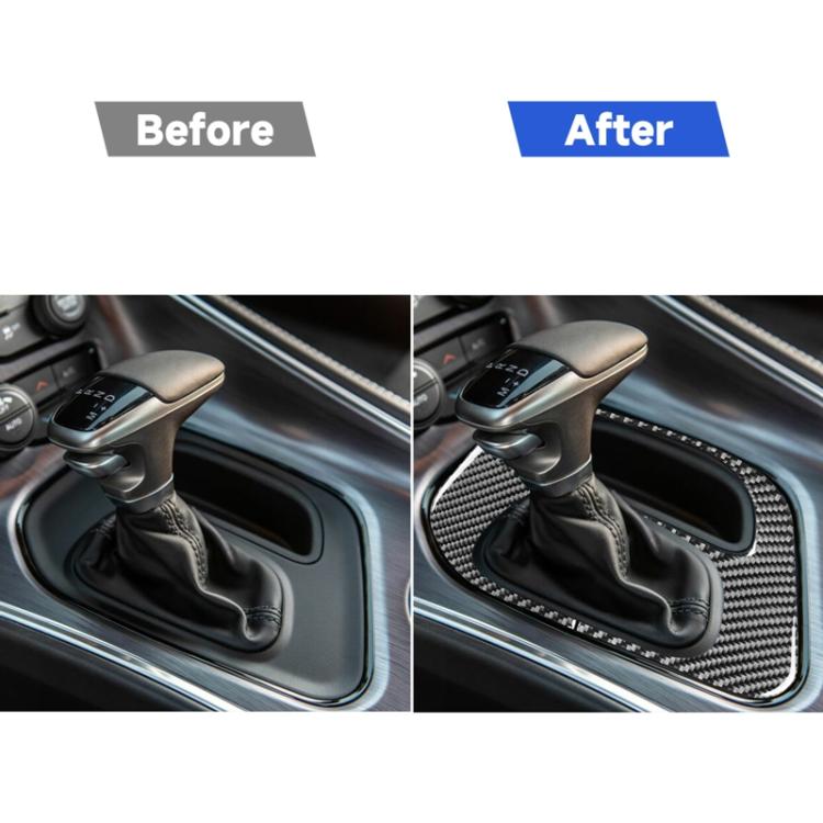Carbon Fiber Car Gear Panel Decorative Sticker for Dodge Challenger 2015 to Now, Left Driving, Gear Panel