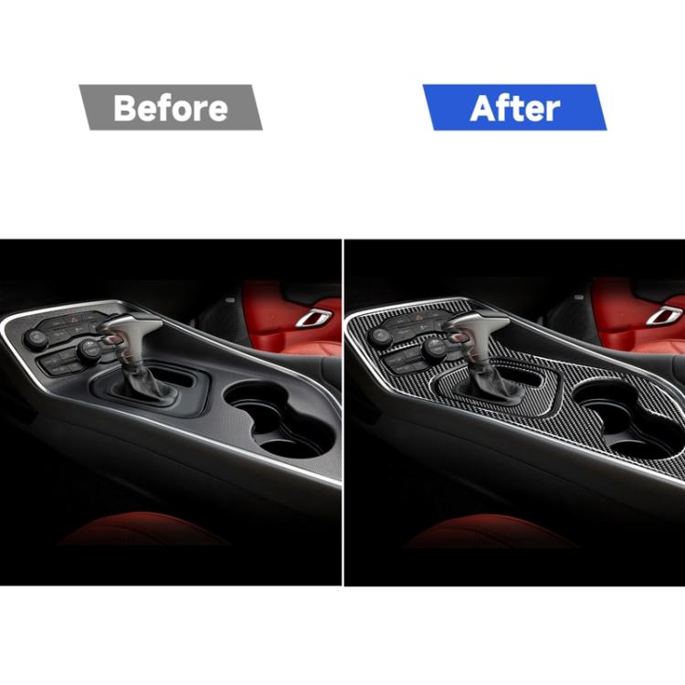 3 PCS / Set Carbon Fiber Car Central Control Gear Decorative Sticker for Dodge Challenger 2015 to Now, Left Driving, Central Control Gear(3 PCS / Set)