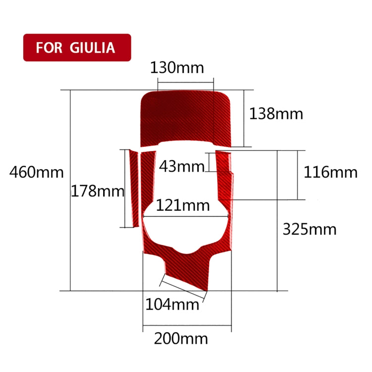 3 PCS / Set Carbon Fiber Car Gear Box Panel Decorative Sticker for Alfa Romeo Giulia 2017-2019,Right Drive, Gear Box Panel,Right Drive