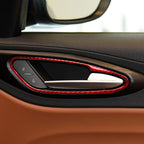 4 PCS / Set Carbon Fiber Car Inner Door Handle Frame Decorative Sticker for Alfa Romeo Giulia 2017-2019,Left and Right Drive Universal, Inner Door Handle Frame