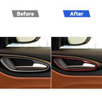 4 PCS / Set Carbon Fiber Car Inner Door Handle Frame Decorative Sticker for Alfa Romeo Giulia 2017-2019,Left and Right Drive Universal, Inner Door Handle Frame